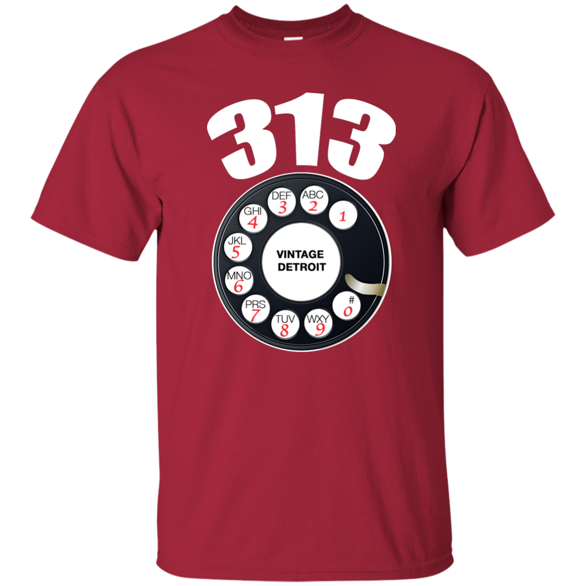 Detroit Life 313 RED/WHT T Shirt L / Red/Black