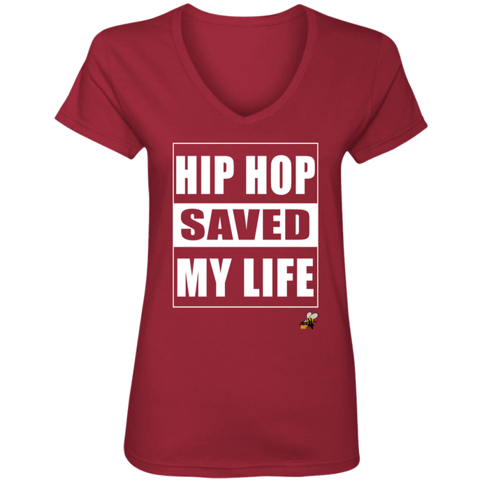 HIP HOP SAVED MY LIFE (Busy Bee collection) Ladies' V-Neck T-Shirt